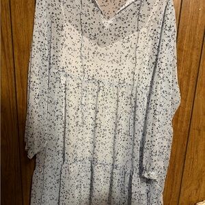 EVIE Long Sleeve Dress in Blue and White